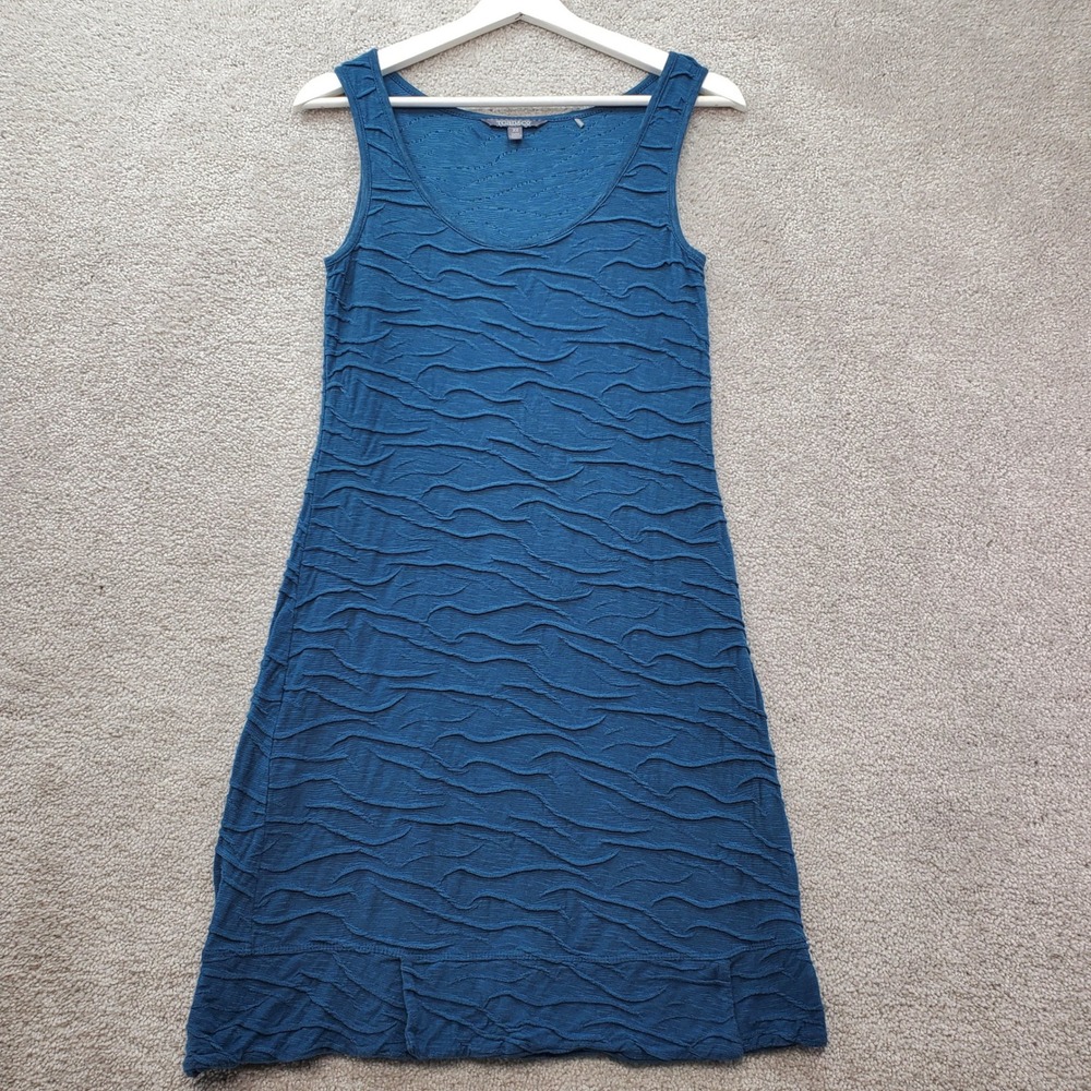 Toad&Co Shift Dress Womens XS Blue Textured Organic Cotton Tencel Minimalist